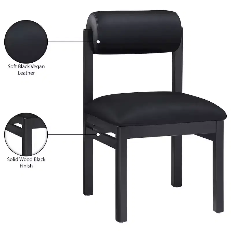 Chaise de salle à manger capitonnée en cuir végétalien, lot de 2