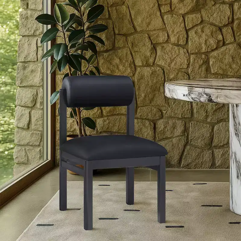 Chaise de salle à manger capitonnée en cuir végétalien, lot de 2