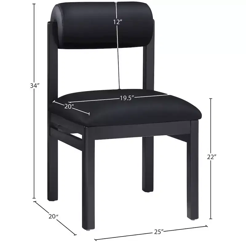 Chaise de salle à manger capitonnée en cuir végétalien, lot de 2