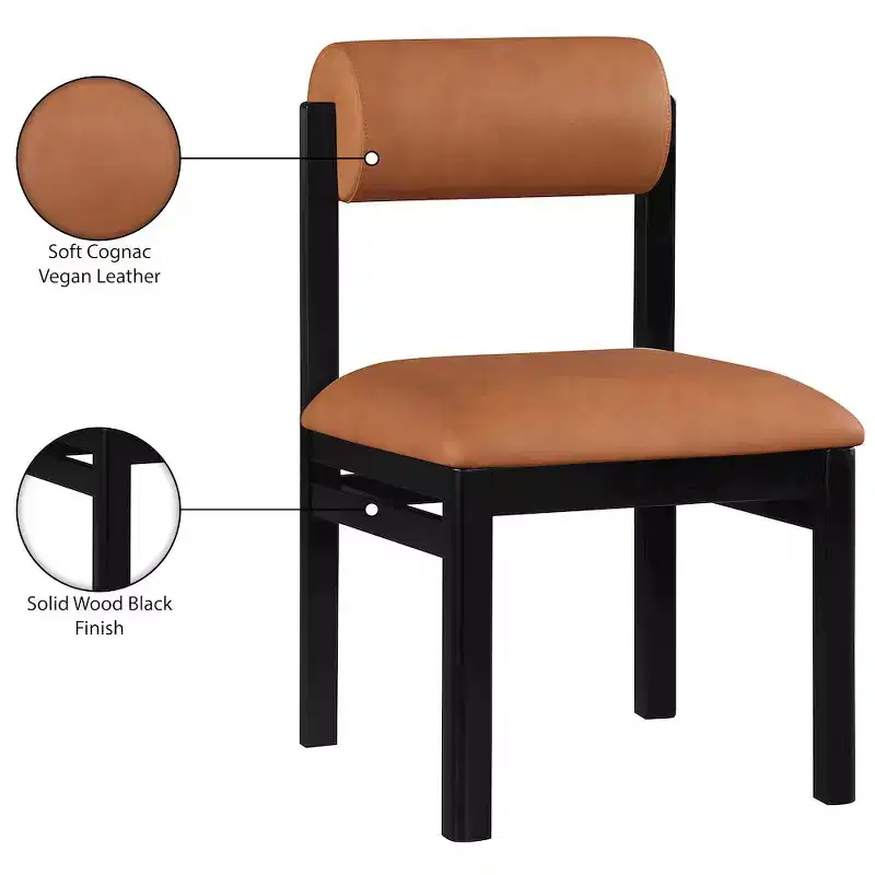 Chaise de salle à manger capitonnée en cuir végétalien, lot de 2