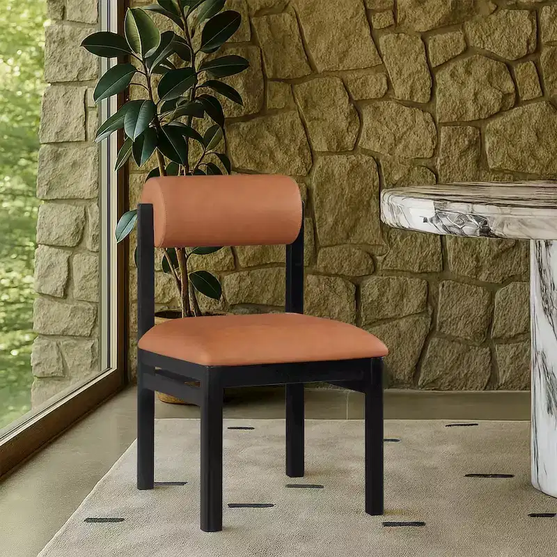 Chaise de salle à manger capitonnée en cuir végétalien, lot de 2