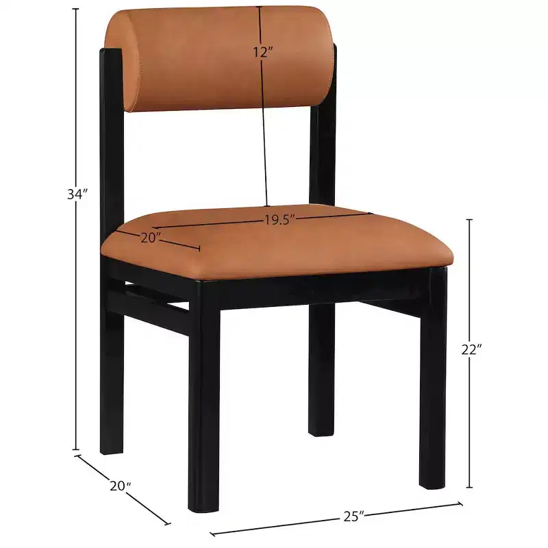 Chaise de salle à manger capitonnée en cuir végétalien, lot de 2