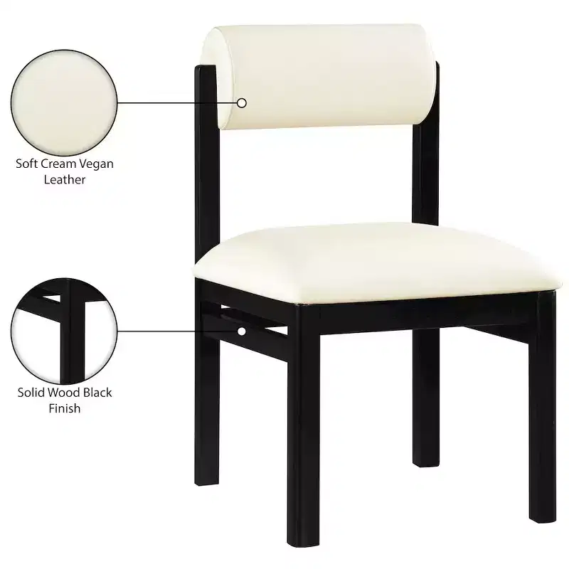 Chaise de salle à manger capitonnée en cuir végétalien, lot de 2
