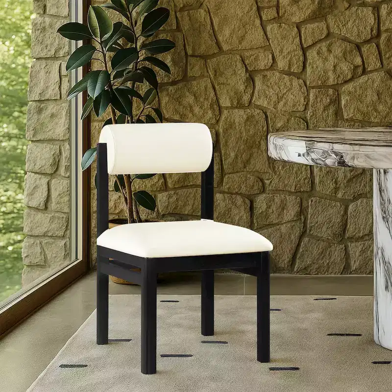 Chaise de salle à manger capitonnée en cuir végétalien, lot de 2