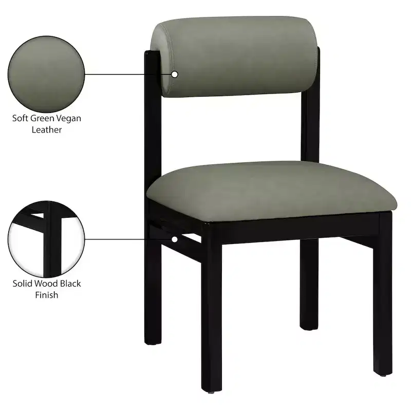 Chaise de salle à manger capitonnée en cuir végétalien, lot de 2