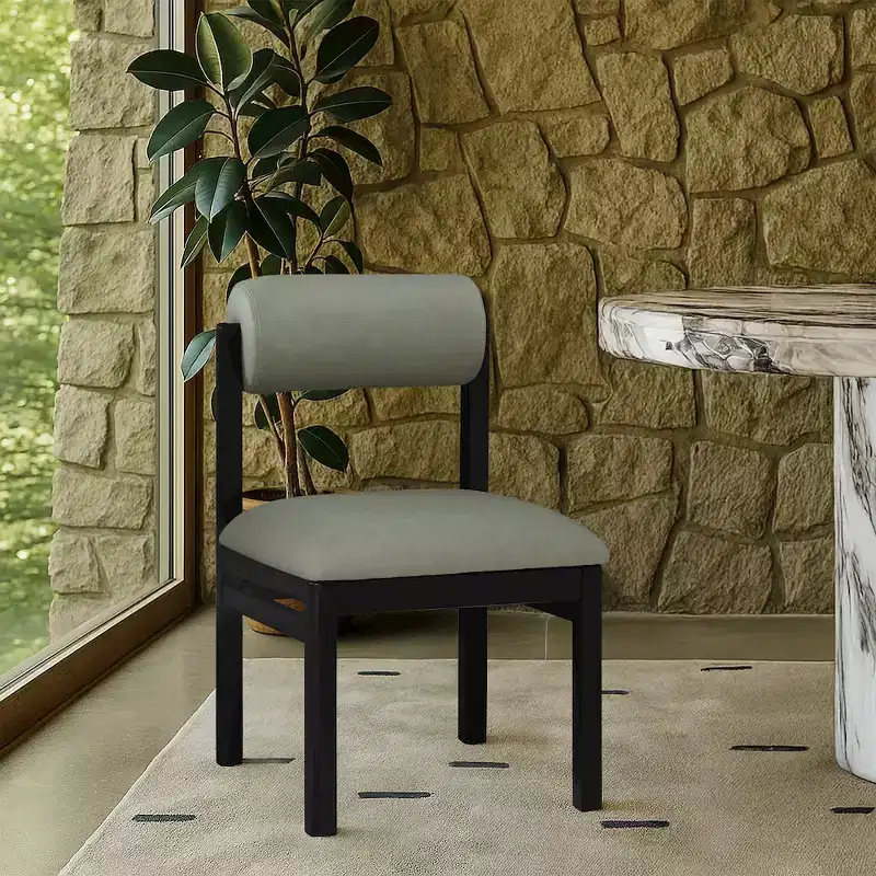 Chaise de salle à manger capitonnée en cuir végétalien, lot de 2