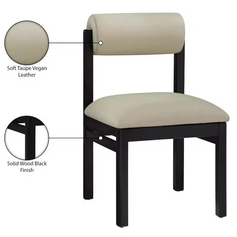 Chaise de salle à manger capitonnée en cuir végétalien, lot de 2