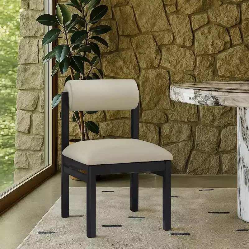 Chaise de salle à manger capitonnée en cuir végétalien, lot de 2