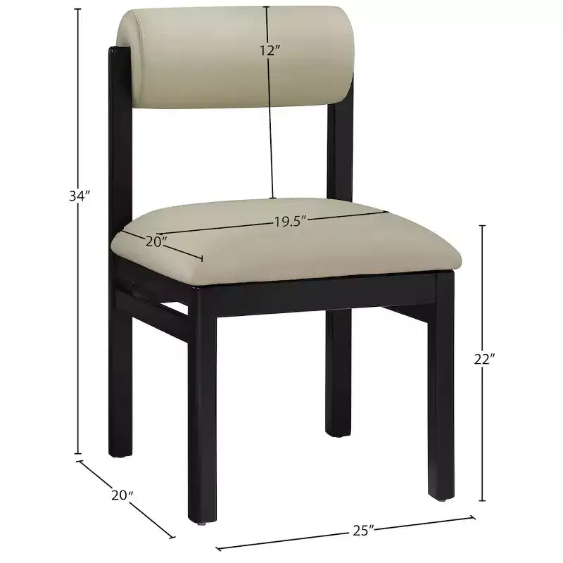 Chaise de salle à manger capitonnée en cuir végétalien, lot de 2