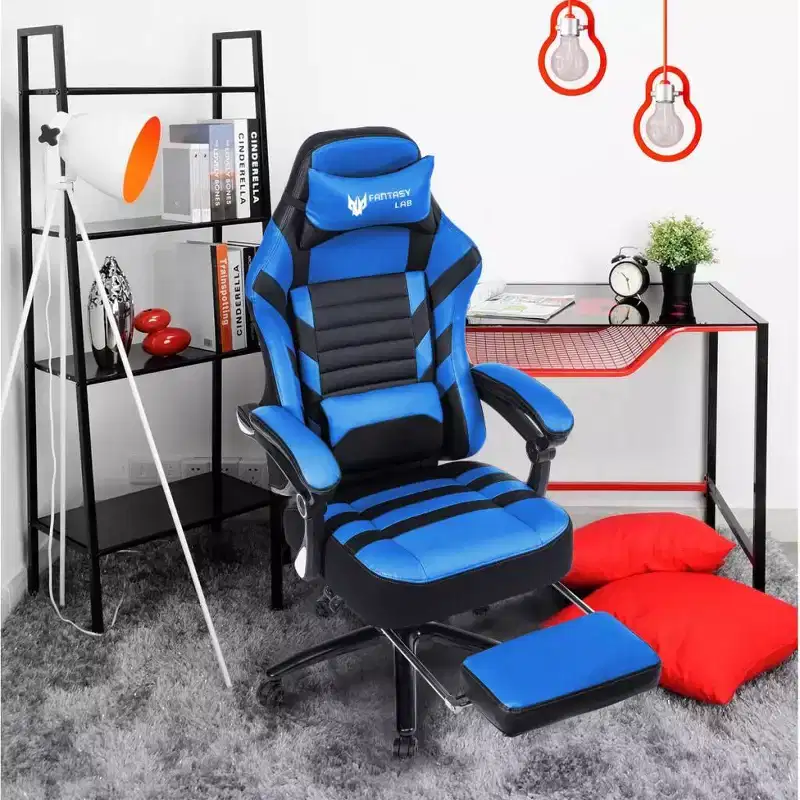Chaise de jeu à dossier haut, chaise de bureau ergonomique avec repose-pieds pliable, chaise confortable réglable en hauteur pour étude, salle de jeux