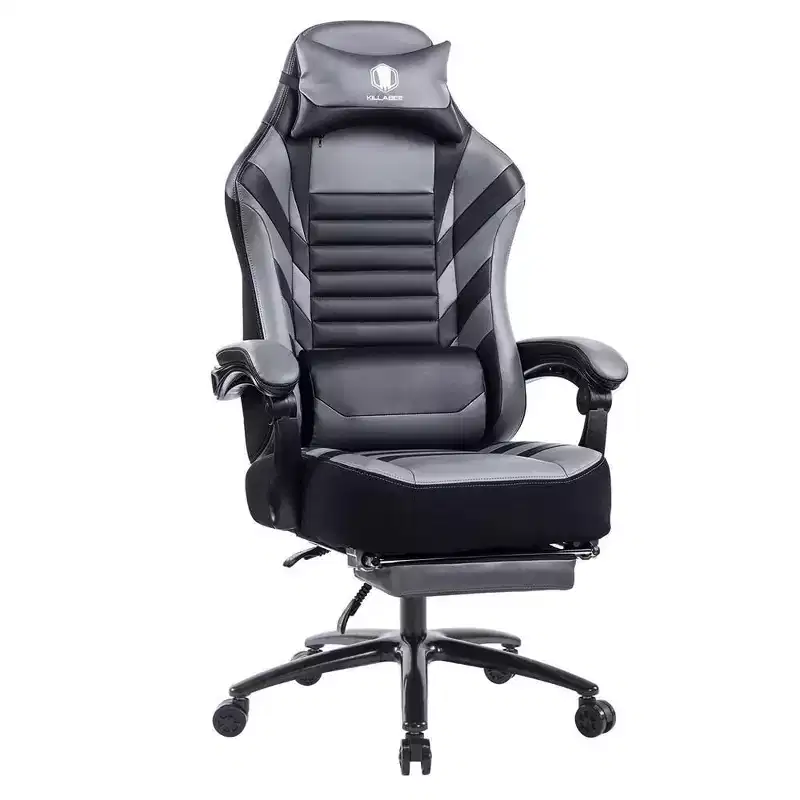 Chaise de jeu à dossier haut, chaise de bureau ergonomique avec repose-pieds pliable, chaise confortable réglable en hauteur pour étude, salle de jeux