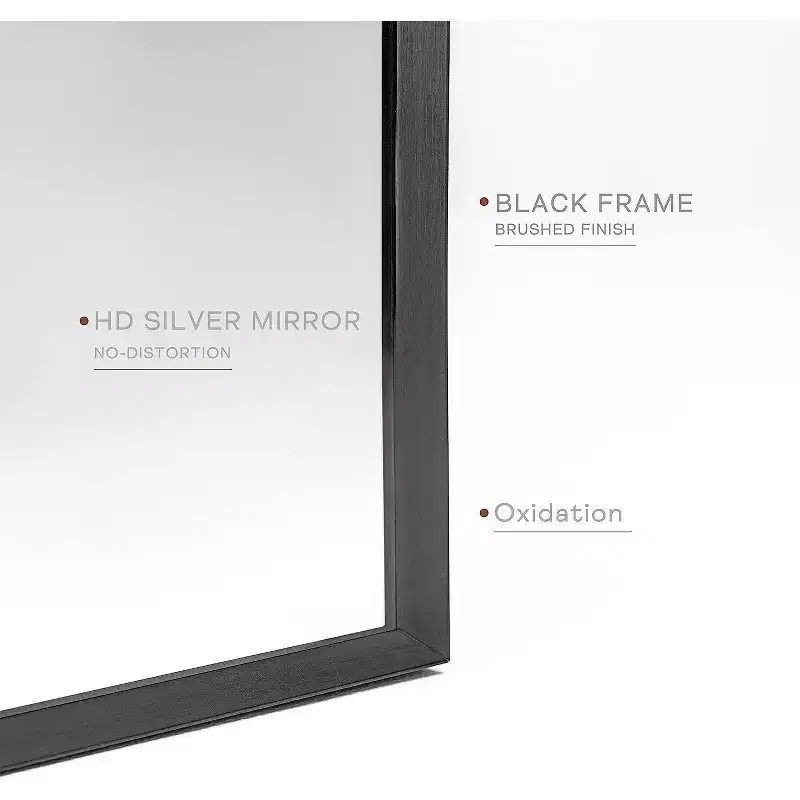 Miroir mural de salle de bain avec arche en métal noir