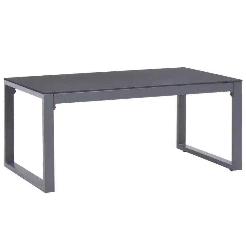 Table basse Aluminium thermolaqué argent et verre Taille moyenne
