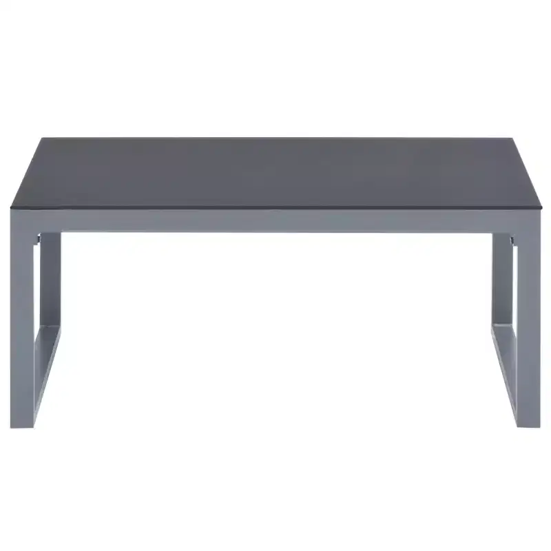 Table basse Aluminium thermolaqué argent et verre Taille moyenne