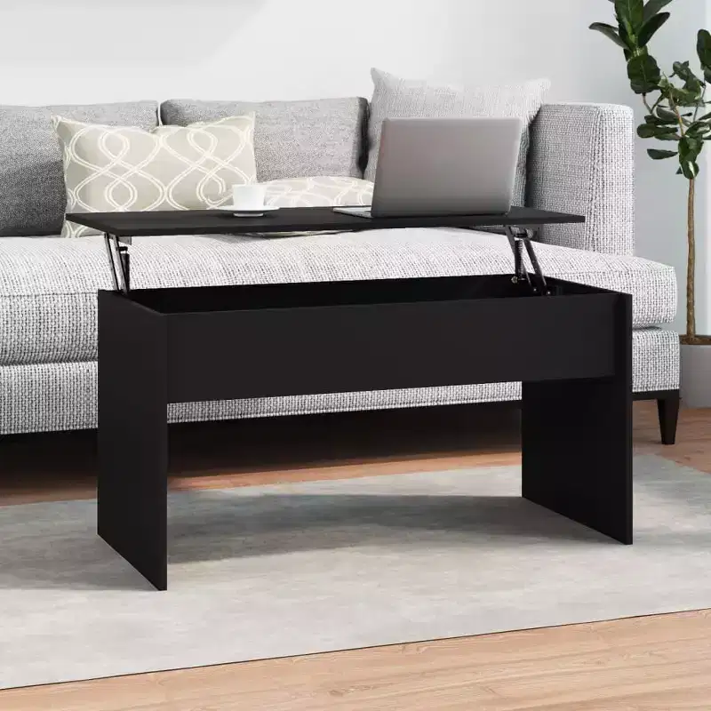 Table basse Bois d'ingénierie noir Moyen Accoudoirs réglables