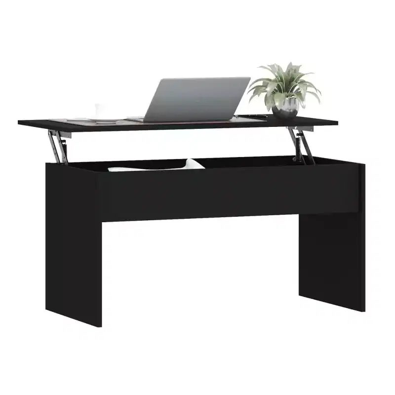 Table basse Bois d'ingénierie noir Moyen Accoudoirs réglables