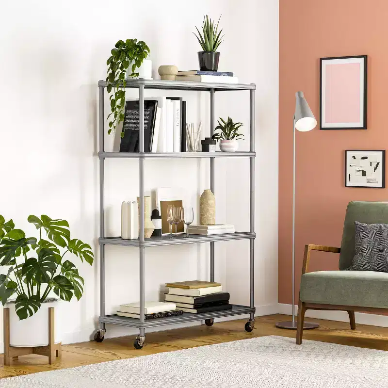 ÉTAGÈRE 4 Niveaux en Acier HOME avec Doublures, 36 L x 14 P x 56,5 H