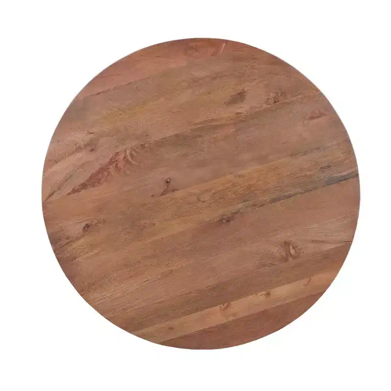 Table de salle à manger Royal Hampton | Plateau rond de 120 cm | Bois de manguier naturel marron fait main | Piétement oblique à quatre pieds