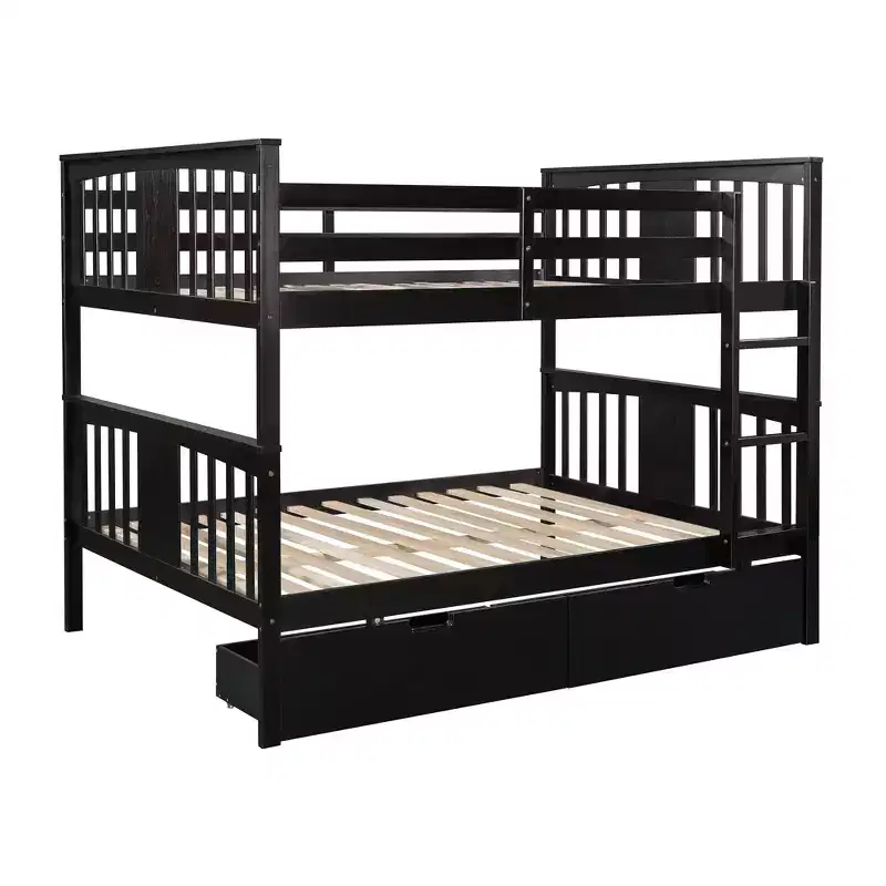 Lit superposé double avec tiroirs, lit superposé en bois pleine grandeur pour enfants, adolescents et adultes, convertible en 2 lits