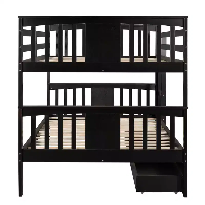 Lit superposé double avec tiroirs, lit superposé en bois pleine grandeur pour enfants, adolescents et adultes, convertible en 2 lits