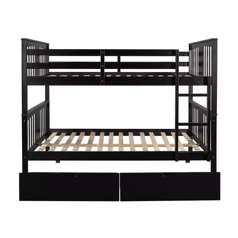 Lit superposé double avec tiroirs, lit superposé en bois pleine grandeur pour enfants, adolescents et adultes, convertible en 2 lits