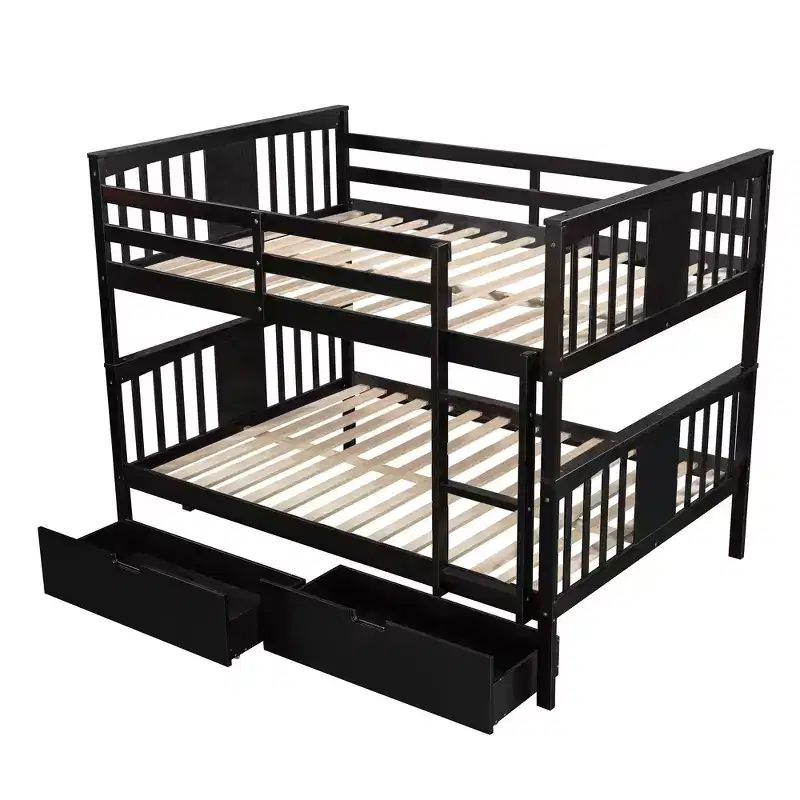 Lit superposé double avec tiroirs, lit superposé en bois pleine grandeur pour enfants, adolescents et adultes, convertible en 2 lits