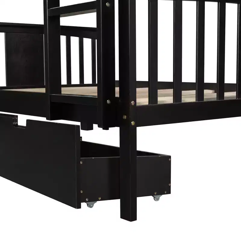 Lit superposé double avec tiroirs, lit superposé en bois pleine grandeur pour enfants, adolescents et adultes, convertible en 2 lits