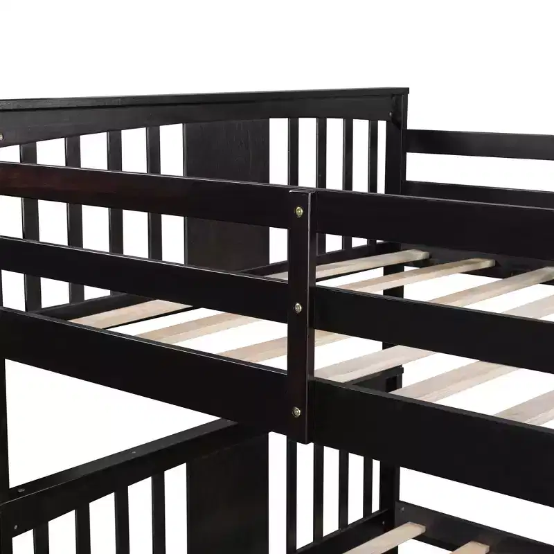 Lit superposé double avec tiroirs, lit superposé en bois pleine grandeur pour enfants, adolescents et adultes, convertible en 2 lits