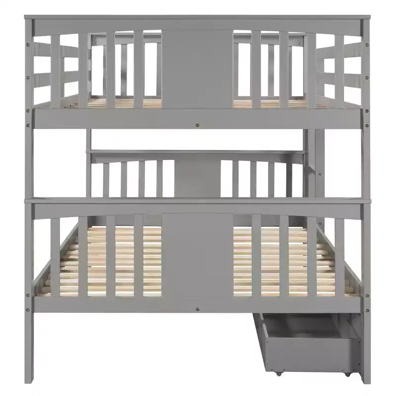 Lit superposé double avec tiroirs, lit superposé en bois pleine grandeur pour enfants, adolescents et adultes, convertible en 2 lits