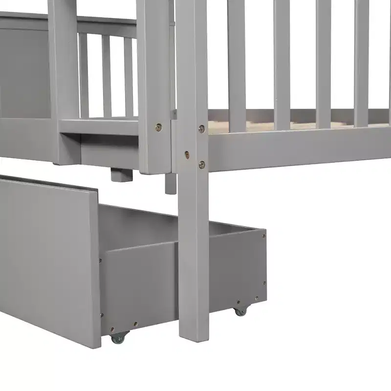 Lit superposé double avec tiroirs, lit superposé en bois pleine grandeur pour enfants, adolescents et adultes, convertible en 2 lits