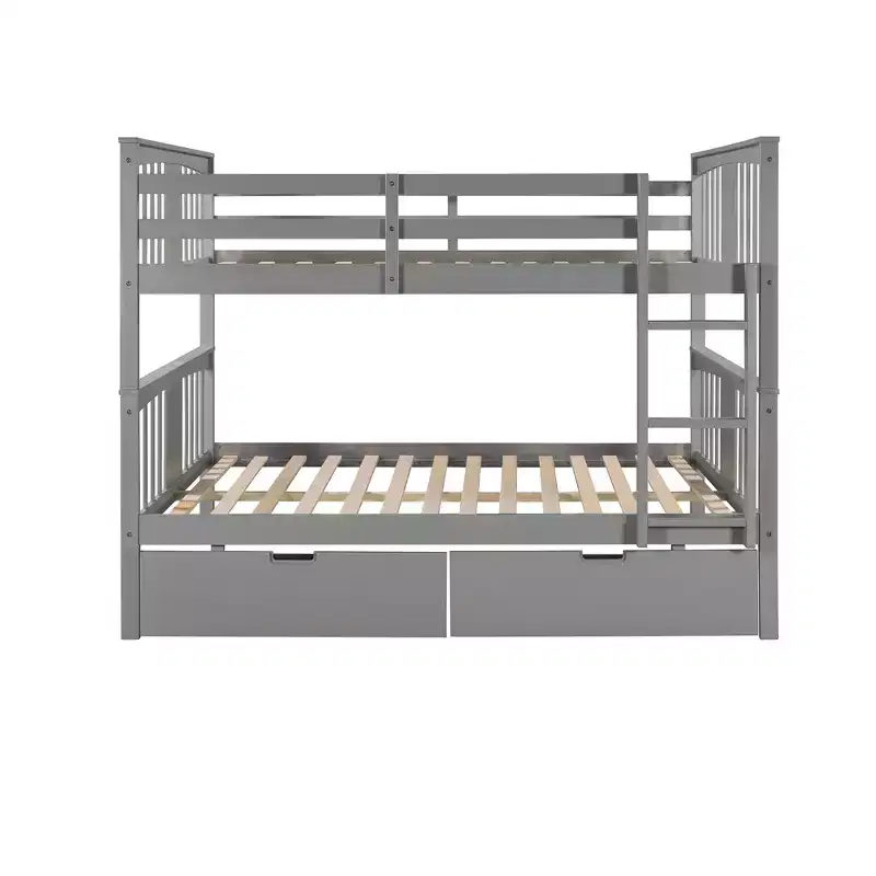 Lit superposé double avec tiroirs, lit superposé en bois pleine grandeur pour enfants, adolescents et adultes, convertible en 2 lits