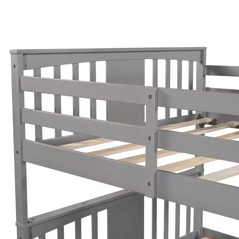 Lit superposé double avec tiroirs, lit superposé en bois pleine grandeur pour enfants, adolescents et adultes, convertible en 2 lits