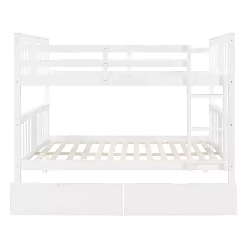 Lit superposé double avec tiroirs, lit superposé en bois pleine grandeur pour enfants, adolescents et adultes, convertible en 2 lits