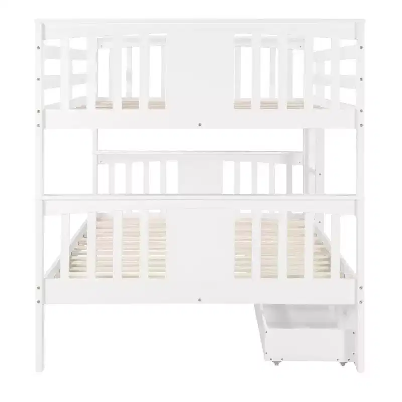 Lit superposé double avec tiroirs, lit superposé en bois pleine grandeur pour enfants, adolescents et adultes, convertible en 2 lits