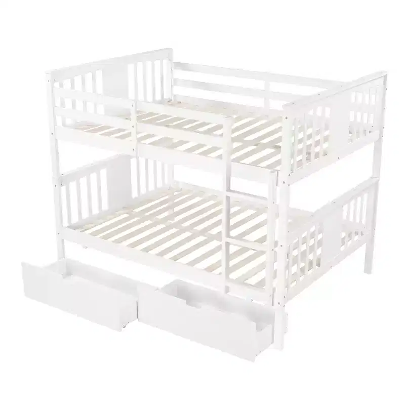 Lit superposé double avec tiroirs, lit superposé en bois pleine grandeur pour enfants, adolescents et adultes, convertible en 2 lits