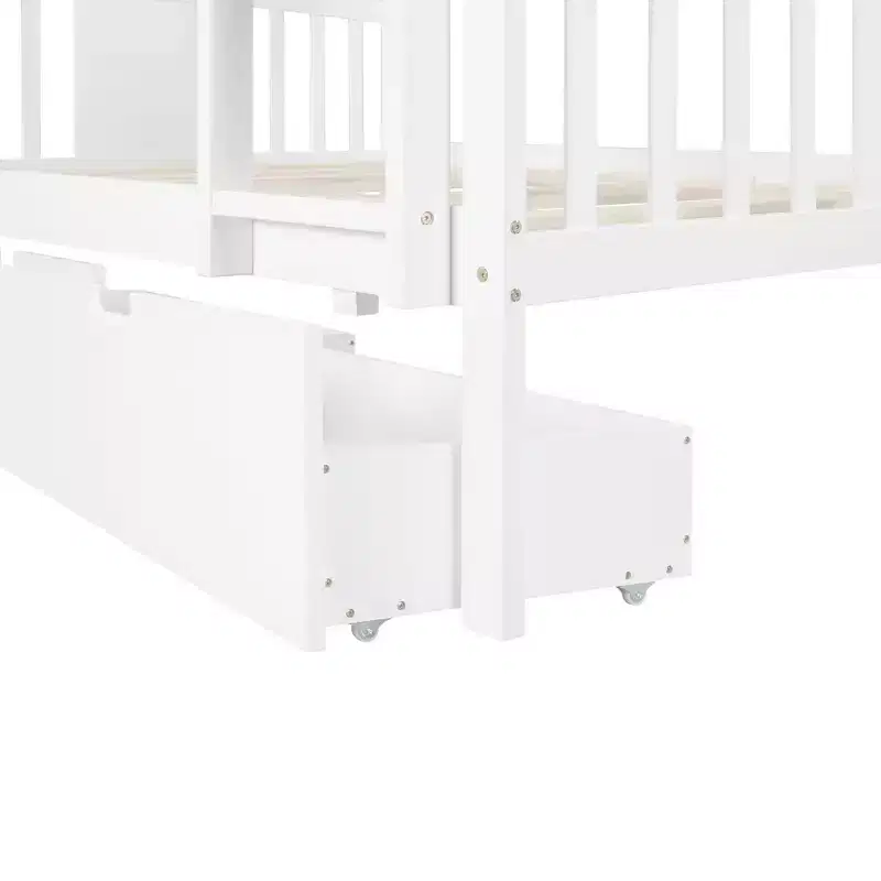 Lit superposé double avec tiroirs, lit superposé en bois pleine grandeur pour enfants, adolescents et adultes, convertible en 2 lits