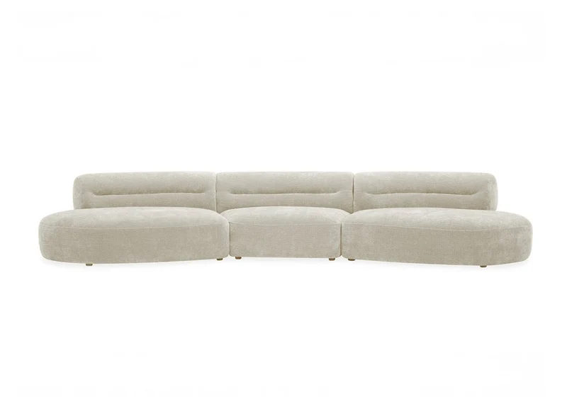 Canapé droit fixe 6 places en velours tissé beige IMENIA