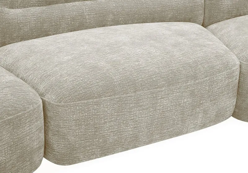 Canapé droit fixe 6 places en velours tissé beige IMENIA