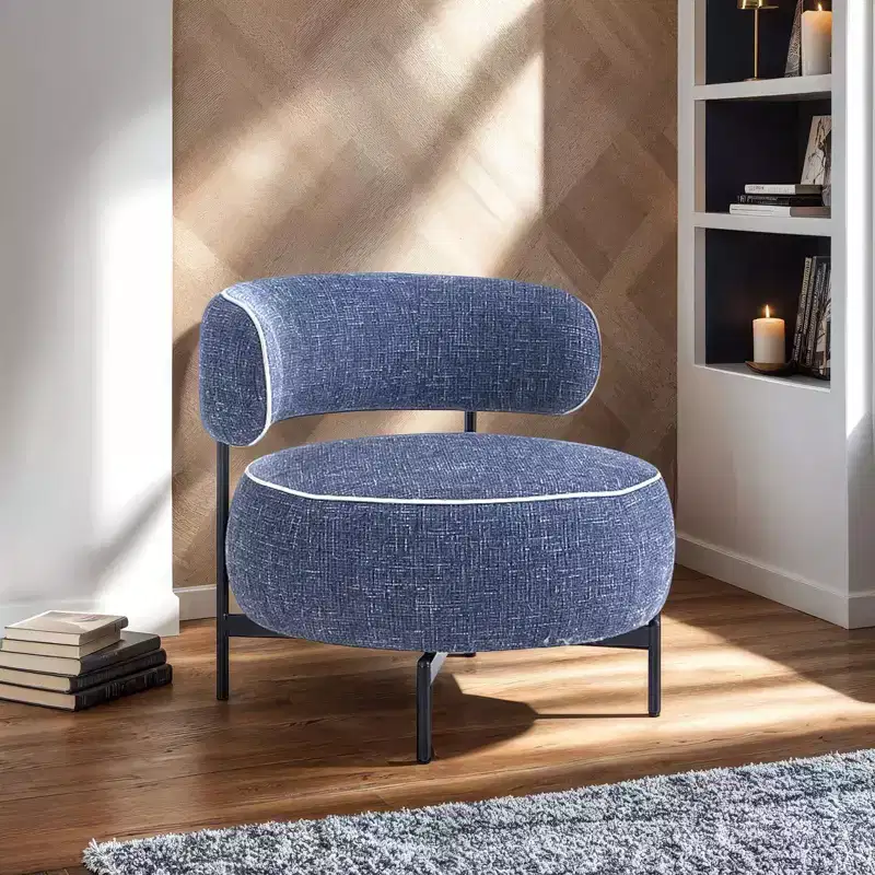 Fauteuils simples ronds et mignons avec dossier incurvé, fauteuil d'appoint de lecture de style contemporain pour chambre à coucher, salon