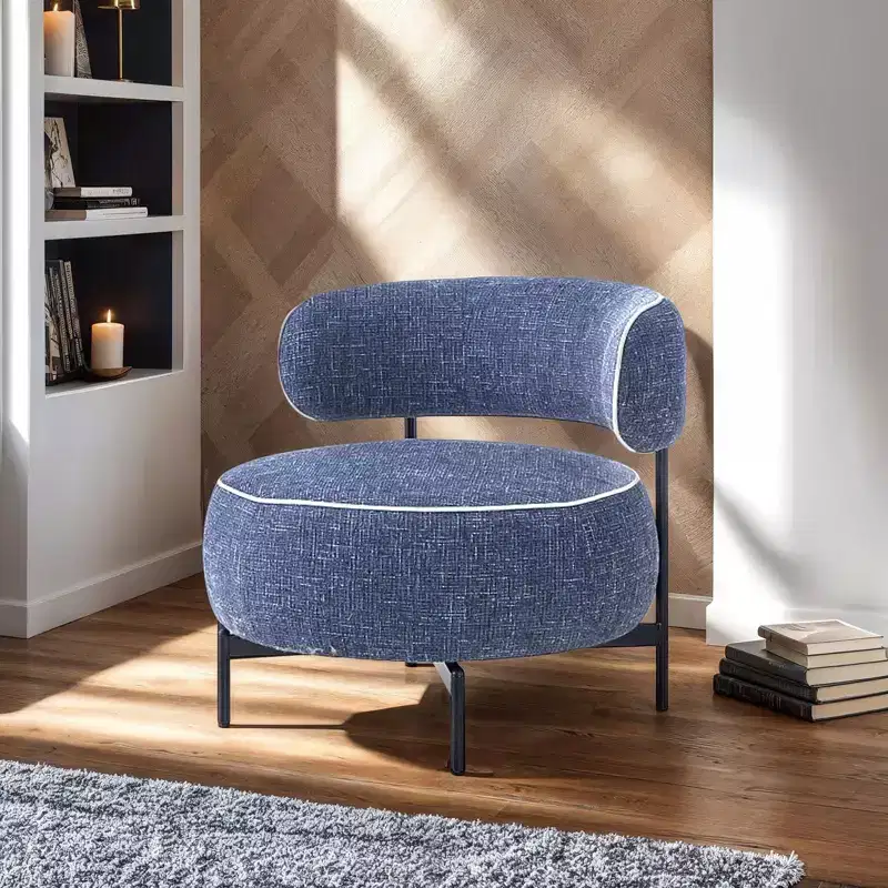 Fauteuils simples ronds et mignons avec dossier incurvé, fauteuil d'appoint de lecture de style contemporain pour chambre à coucher, salon