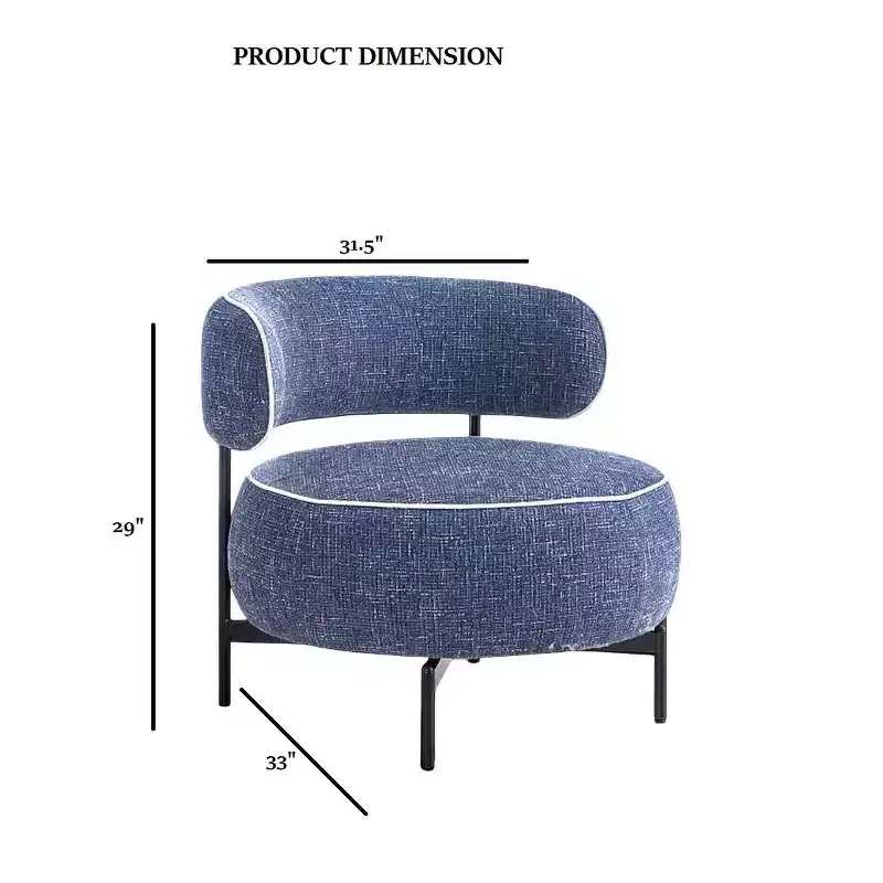 Fauteuils simples ronds et mignons avec dossier incurvé, fauteuil d'appoint de lecture de style contemporain pour chambre à coucher, salon