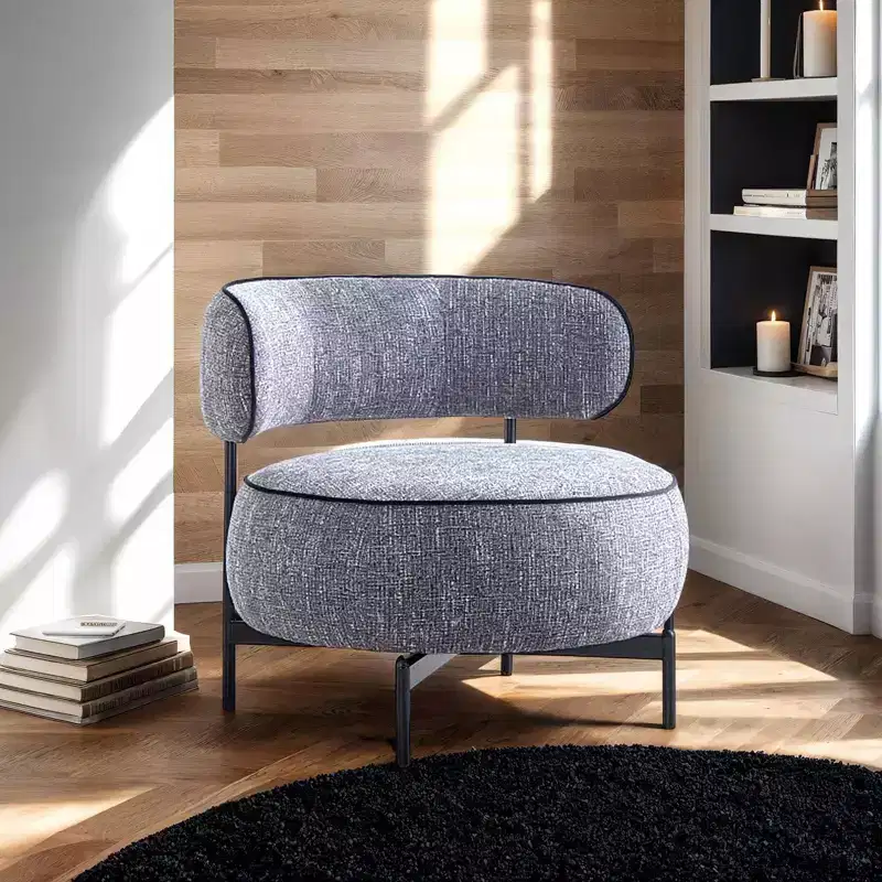 Fauteuils simples ronds et mignons avec dossier incurvé, fauteuil d'appoint de lecture de style contemporain pour chambre à coucher, salon