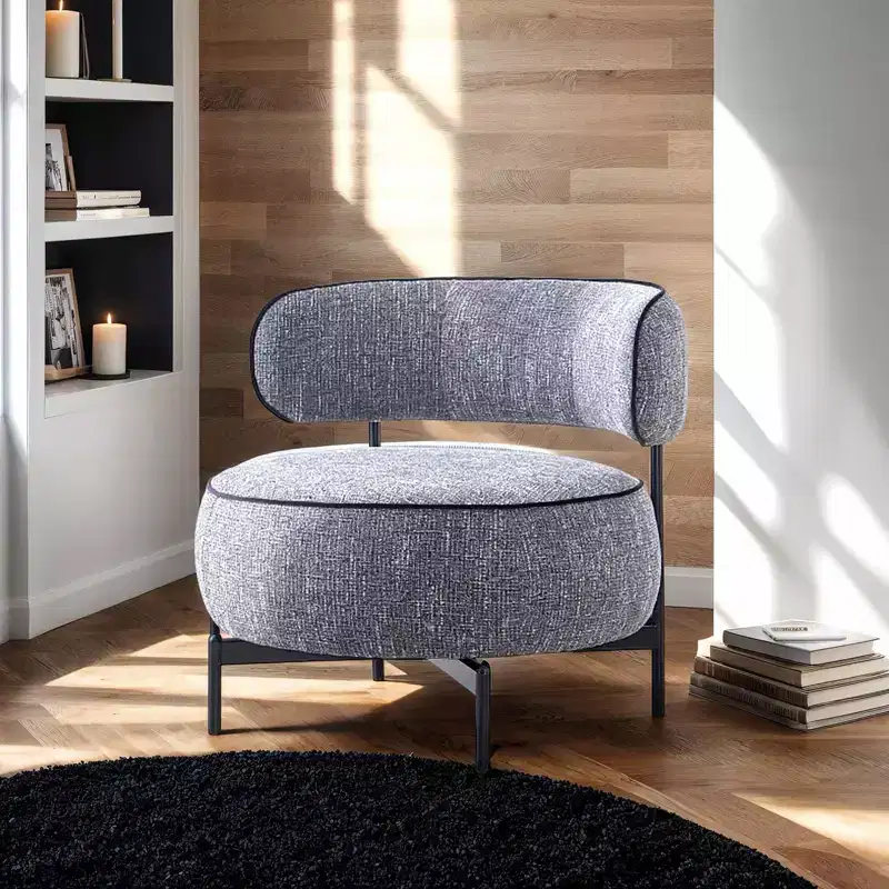 Fauteuils simples ronds et mignons avec dossier incurvé, fauteuil d'appoint de lecture de style contemporain pour chambre à coucher, salon