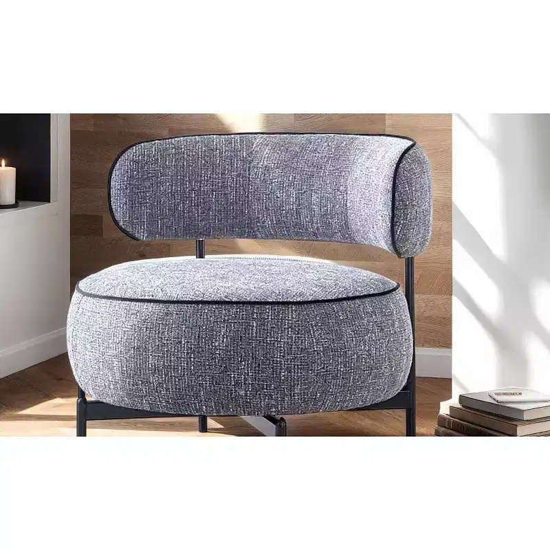 Fauteuils simples ronds et mignons avec dossier incurvé, fauteuil d'appoint de lecture de style contemporain pour chambre à coucher, salon