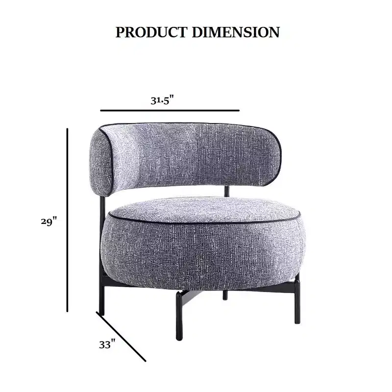 Fauteuils simples ronds et mignons avec dossier incurvé, fauteuil d'appoint de lecture de style contemporain pour chambre à coucher, salon