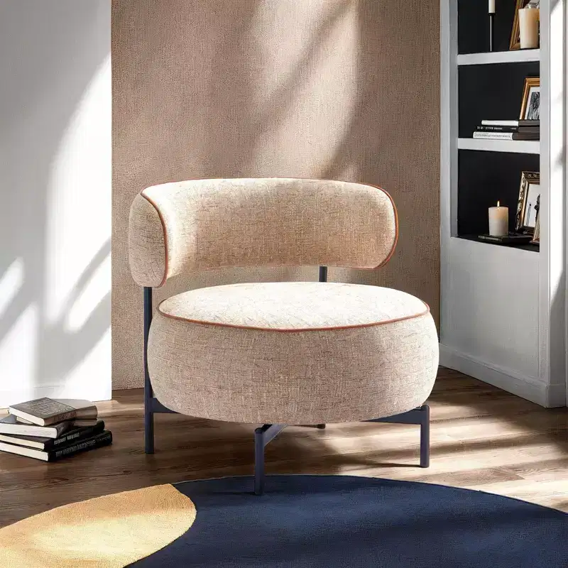 Fauteuils simples ronds et mignons avec dossier incurvé, fauteuil d'appoint de lecture de style contemporain pour chambre à coucher, salon
