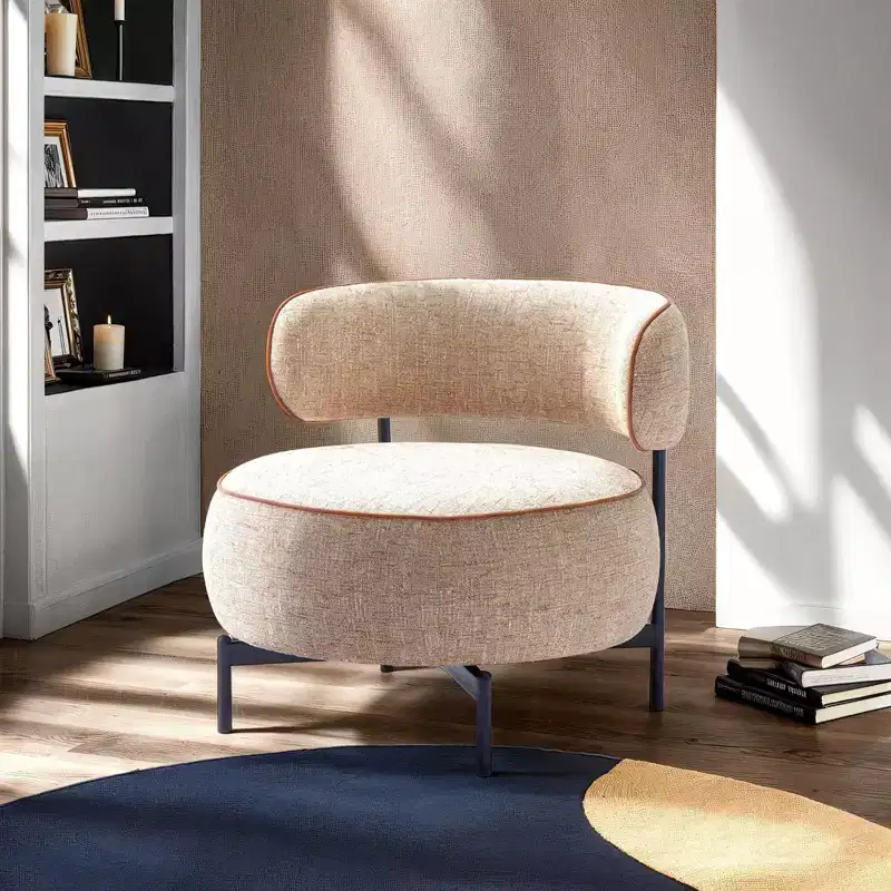 Fauteuils simples ronds et mignons avec dossier incurvé, fauteuil d'appoint de lecture de style contemporain pour chambre à coucher, salon