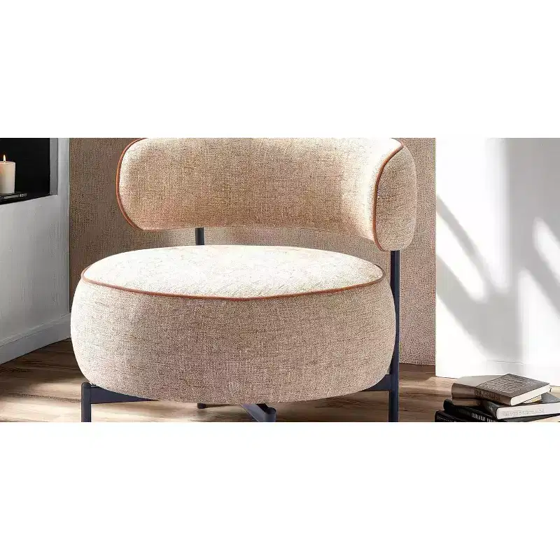 Fauteuils simples ronds et mignons avec dossier incurvé, fauteuil d'appoint de lecture de style contemporain pour chambre à coucher, salon
