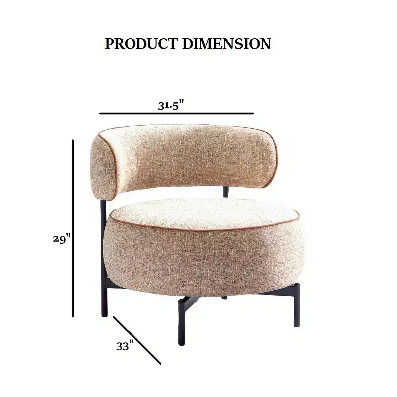 Fauteuils simples ronds et mignons avec dossier incurvé, fauteuil d'appoint de lecture de style contemporain pour chambre à coucher, salon