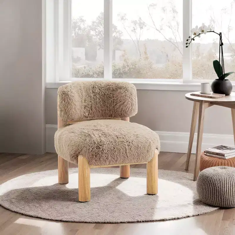 Fauteuils simples ronds et mignons avec dossier incurvé, fauteuil d'appoint de lecture de style contemporain pour chambre à coucher, salon
